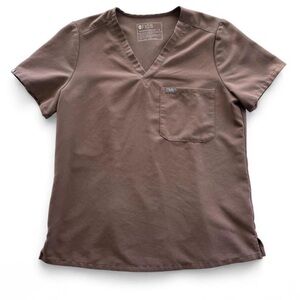 Women’s FIGS Taupe Brown Technical Collection Scrub Top with front Pockets